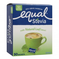 Equal Stevia Sweetener Sachets, Zero Calories, 50-Pack