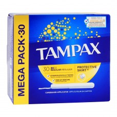 Tampax Protective Skirt Regular Tampons, Perfume Free, 30-Pack