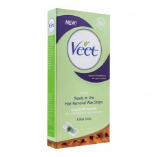 Veet Dry Skin Shea Butter And Lily Hair Removal Wax Strips, 8-Pack
