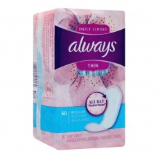 Always Thin Regular Daily Liners, 60-Pack