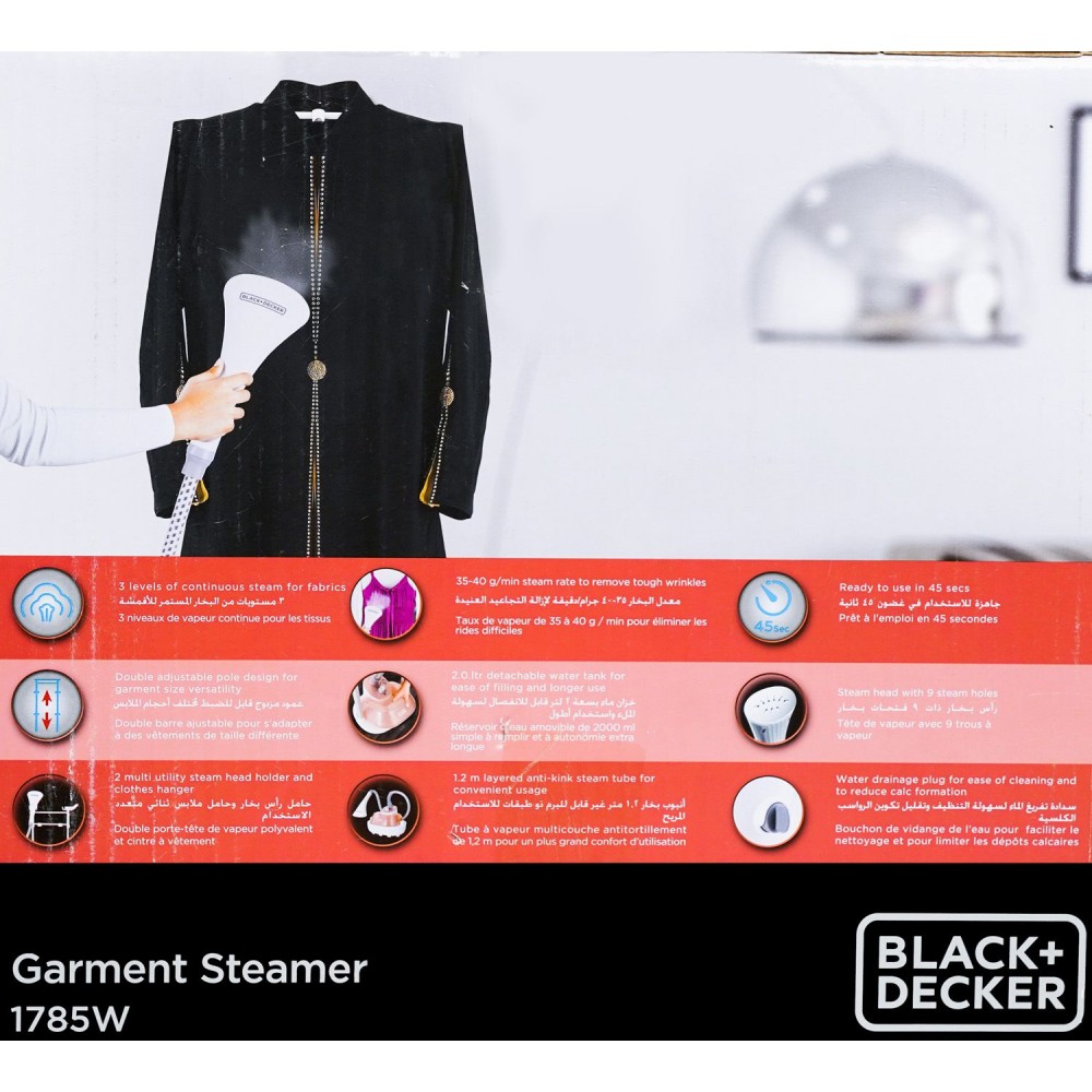 Black+Decker Garment Steamer 1785W - GSTM2050 - Anasia Shop