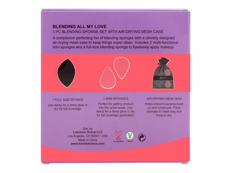 Purchase Luscious Cosmetics Blending Sponge Set, 3 Pieces, Latex Free  Beauty Blender, Wet/Dry Online At Discounted Price