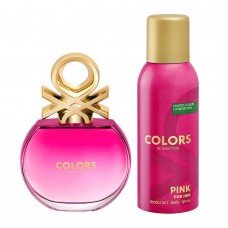 United Colors Of Benetton Pink For Her Set Eau De Toilette 80ml + Deodorant, For Women, 150ml
