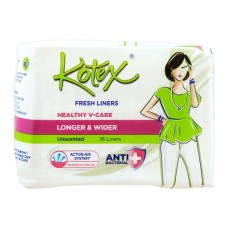 Kotex Fresh Liners Healthy V-Care, Unscented, Longer & Wider, 16-Pack