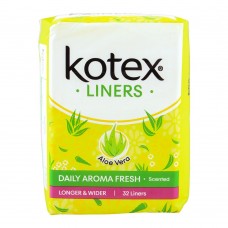 Kotex Daily Aroma Fresh Liners, Aloe Vera Scented, Longer & Wider, 32-Pack