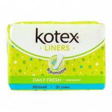 Kotex Daily Fresh Liners, Unscented, Longer & Wider, 20-Pack