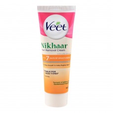 Veet Nikhaar Hair Removal Cream, Half Arms, Turmeric & Saffron, All Skin Types, 50g