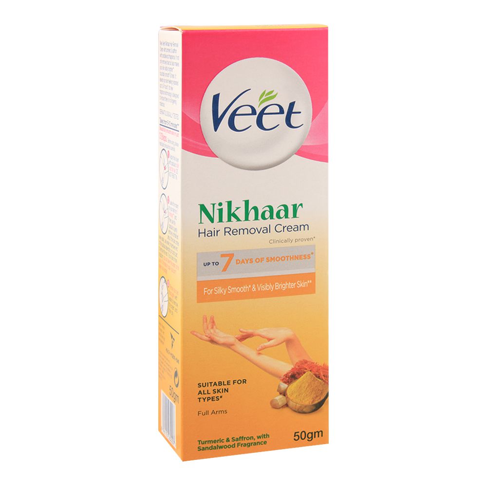Purchase Veet Nikhaar Hair Removal Cream, Half Arms, Turmeric & Saffron,  All Skin Types, 50g Online At Best Price 