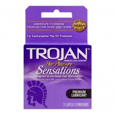 Trojan Her Pleasure Sensations Lubricant Latex Condom, 3-Pack