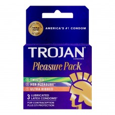 Trojan Pleasure Pack Lubricant Latex Condom, 3-Pack