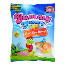 Yummy Gummy Jelly Sour Neon Worms, Gluten Free, 150g