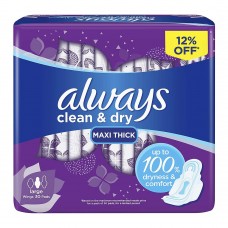 Always Clean & Dry Maxi Thick Wings Pads, Large, 30-Pack