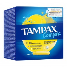Tampax Compak Protective Skirt Tampons, Regular, 18-Pack