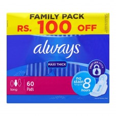 Always Maxi Thick Long, 60 Pads, Family Pack