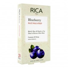 RICA Blueberry Face Wax Strips, All Skin Types, 20-Pack