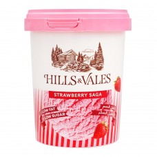 Hills & Vales Strawberry Saga Ice Cream, Low Fat, Low Sugar, 500ml