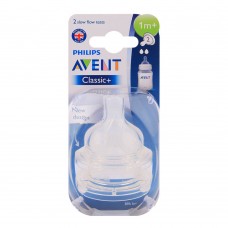 Avent Classic Silicone Teat 2-Pack 3m+ Slow Flow - SCF632/27