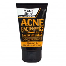Biore Men's Acne + Bacterior Double Scrub Facial Foam, 100g
