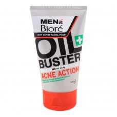 Biore Men's Oil Buster White Clay Non Scrub Facial Foam, 100g