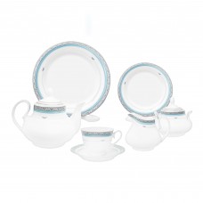 Cera-E-Noor Elegant Cinzia Blue Tea Set, 24 Pieces, 611021