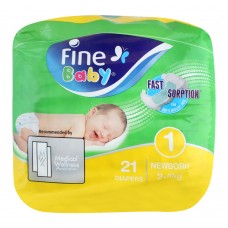 Fine Baby Diapers, No. 1, New Born 2-5 KG, 21-Pack