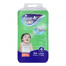Fine Baby Diapers, No. 4, Large 7-14 KG, Jumbo Pack, 64-Pack