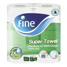 Fine Super Towel Tissue Roll, 55 Sheets, 2 Ply, 2-Pack