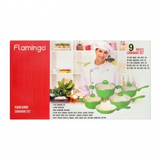 Flamingo Ceramic Cookware Set, 9 Pieces, FL-6501CWST