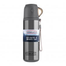 Homeatic Leisure & Sports Cup Steel Water Bottle, Grey, 500ml, KD-597