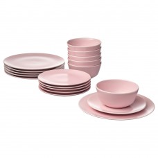 IKEA Dinera Serving 18 Piece Dinnerware Set, Pink, 30318525