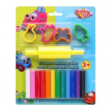 Kiddy Clay 12 Colors Modeling Clay, With 4 Molds + 1 Roller, ST-150-12+4SM/R