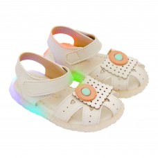 Kids Sandals With Light, For Girls, 8808-7, Beige