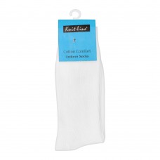 Knit Line Cotton Comfort Uniform Socks, White