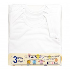 Little Joy Half Sleeves Kids's Cotton Vest, Round Neck, White, 3-Pack