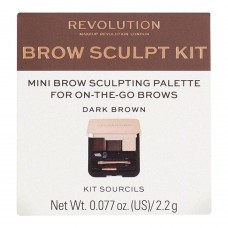 Makeup Revolution Brow Sculpt Kit, Dark Brown, 2.2g