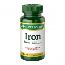 Nature's Bounty Iron + Ferrous Sulfate, 65mg + 325mg, 100 Tablets, Mineral Supplement