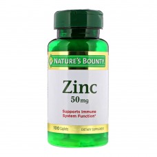 Nature's Bounty Zinc 50mg, 100 Caplets, Dietary Supplement