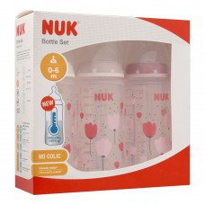 Nuk First Choice+ No Colic Bottle Set, 0-6m, 3x300ml, Girls, 10225196