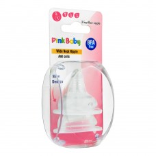 Pink Baby Anti Colic Wide Neck Nipple, S, 0m+, Fast Flow, 2-Pack, A-01