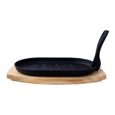 Presto Cast Iron Sizzler Plate With Wooden Base, No. 48