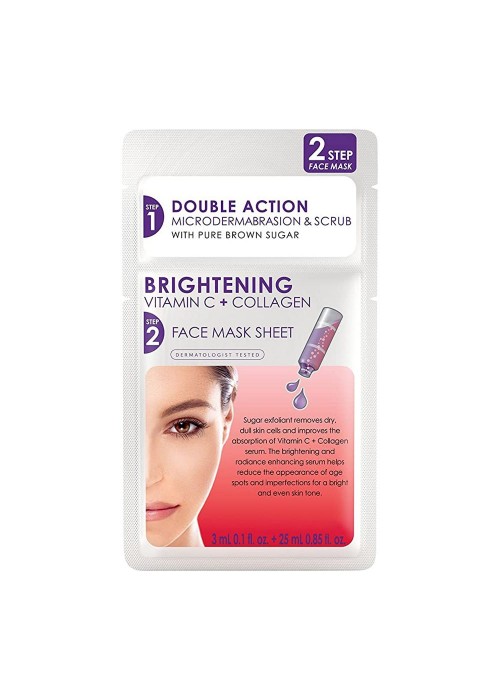 Skin Republic Double Action Brightening Step 2 Face Mask Sheet, Vitamin C + Collagen